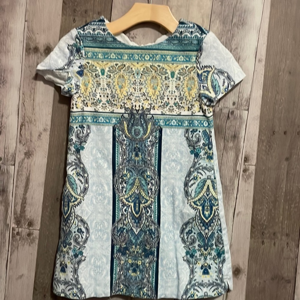 Zara Girls blue printed short sleeve dress